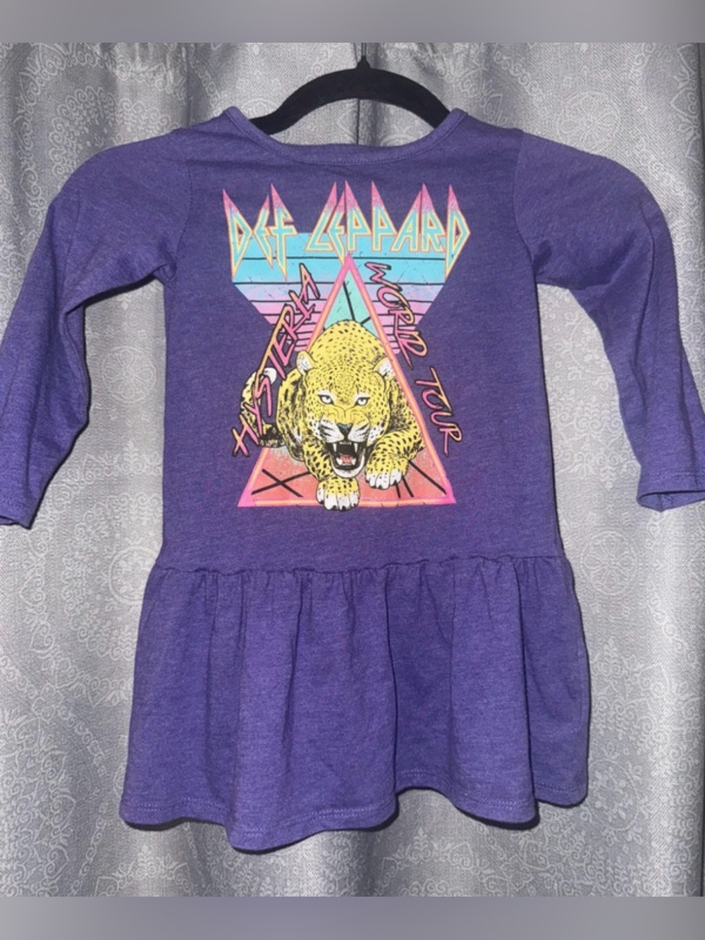 Purple Long Sleeve Kids Graphic dress